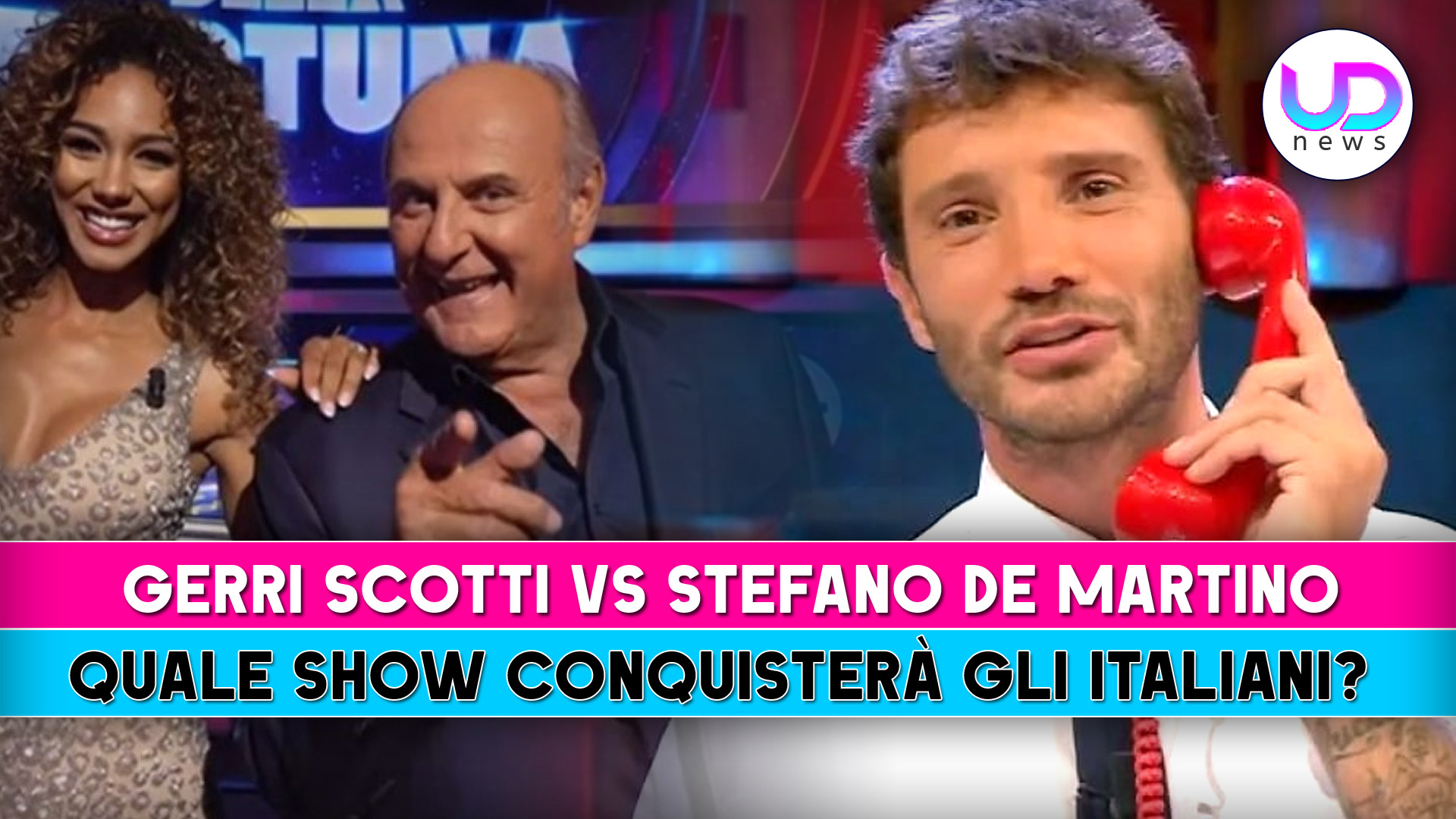 gerry scotti contro stefano de martino quale show conquister224 gli italiani